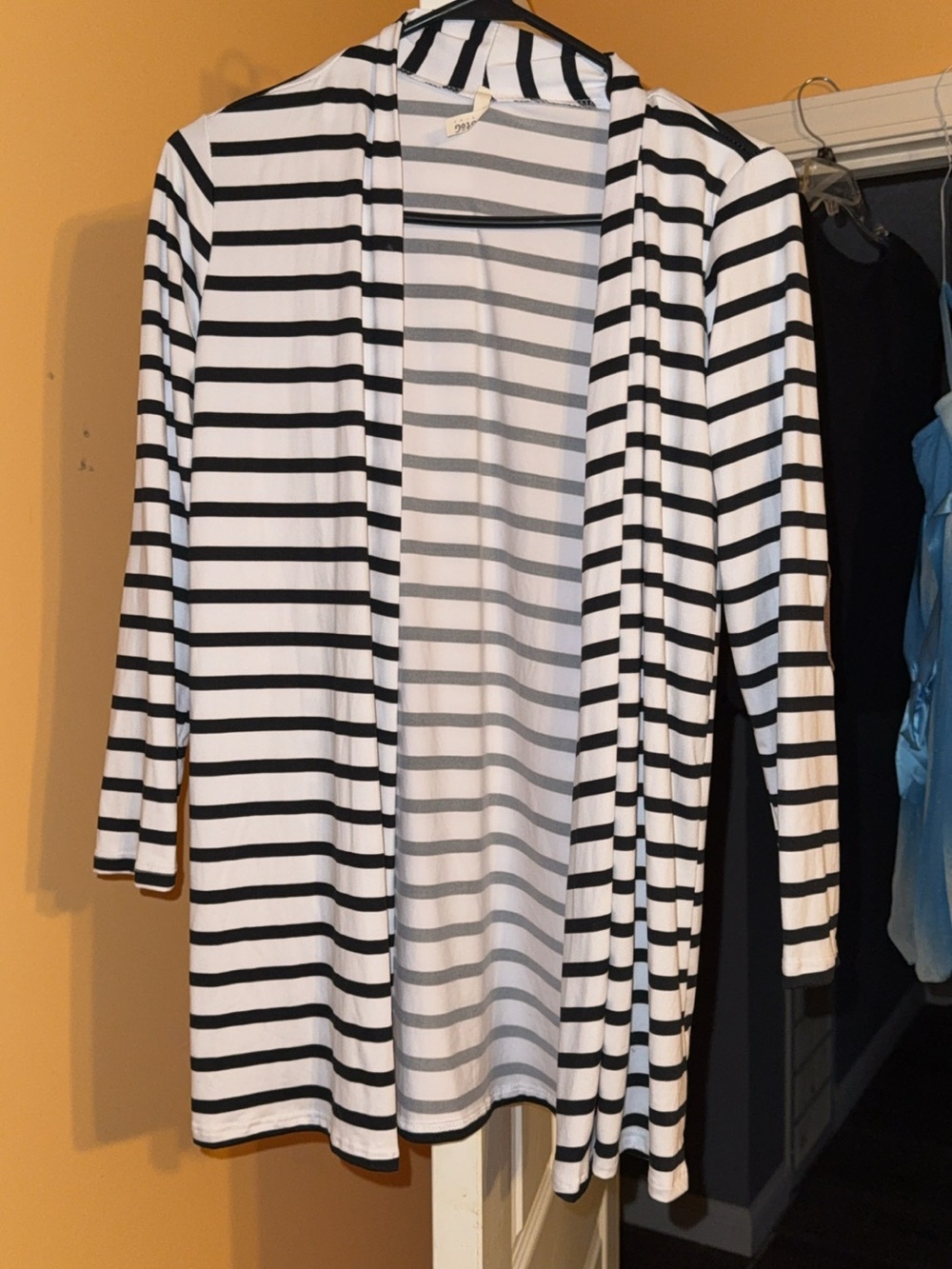 Striped Open-Front Cardigan - Black & White